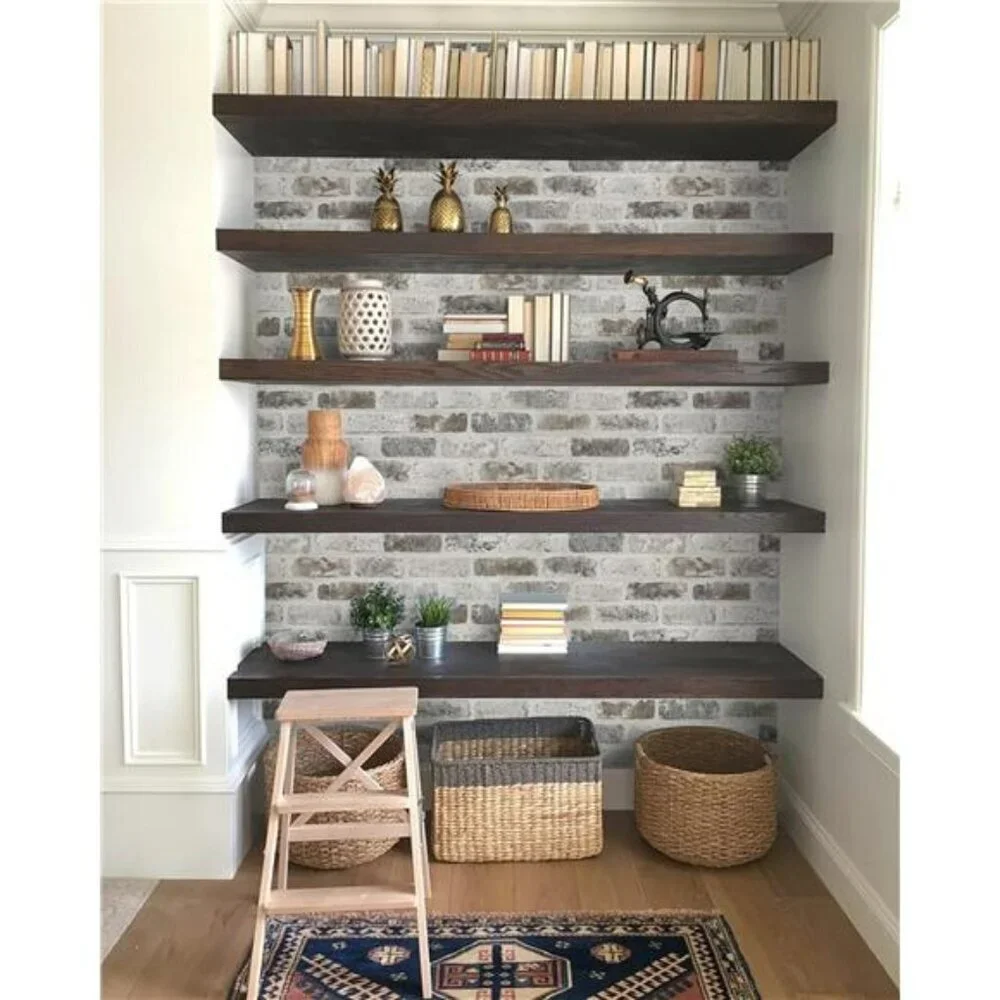 Guvana Peel and Stick Brick Wallpaper 3D Textured Grey Brown Removable Roll
